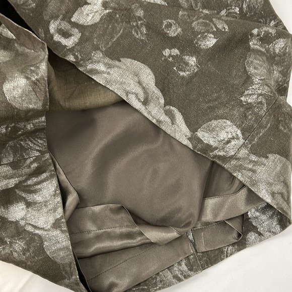 Classiques Entier Nordstrom brand Linen Dress metallic roses on Loden size 10 - Picture 10 of 13